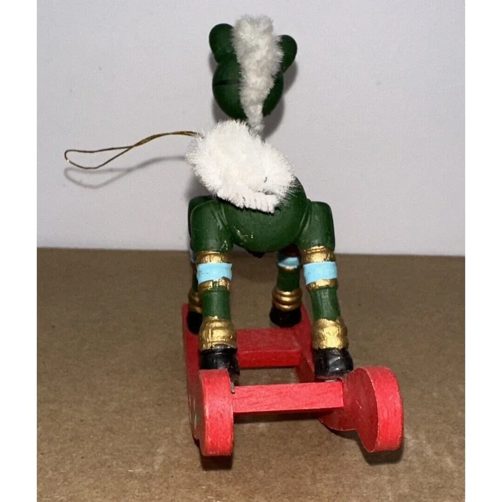 Set of 2 - Vintage 1980's Hand‎ Painted Yellow & Green Rocking Horse Ornaments